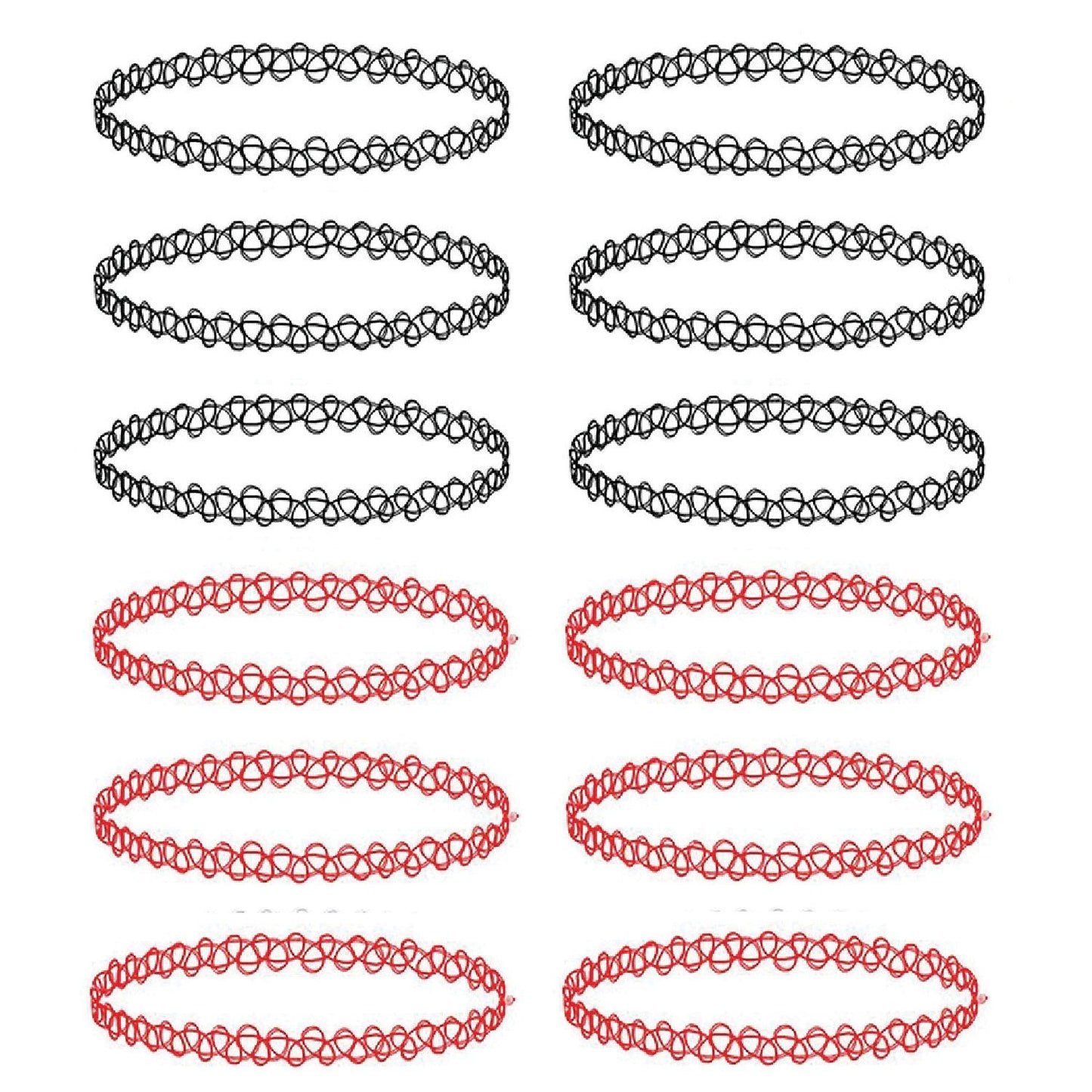 12PC Choker Necklace Set Henna Tattoo Stretch Elastic Jewelry - BodyJ4you