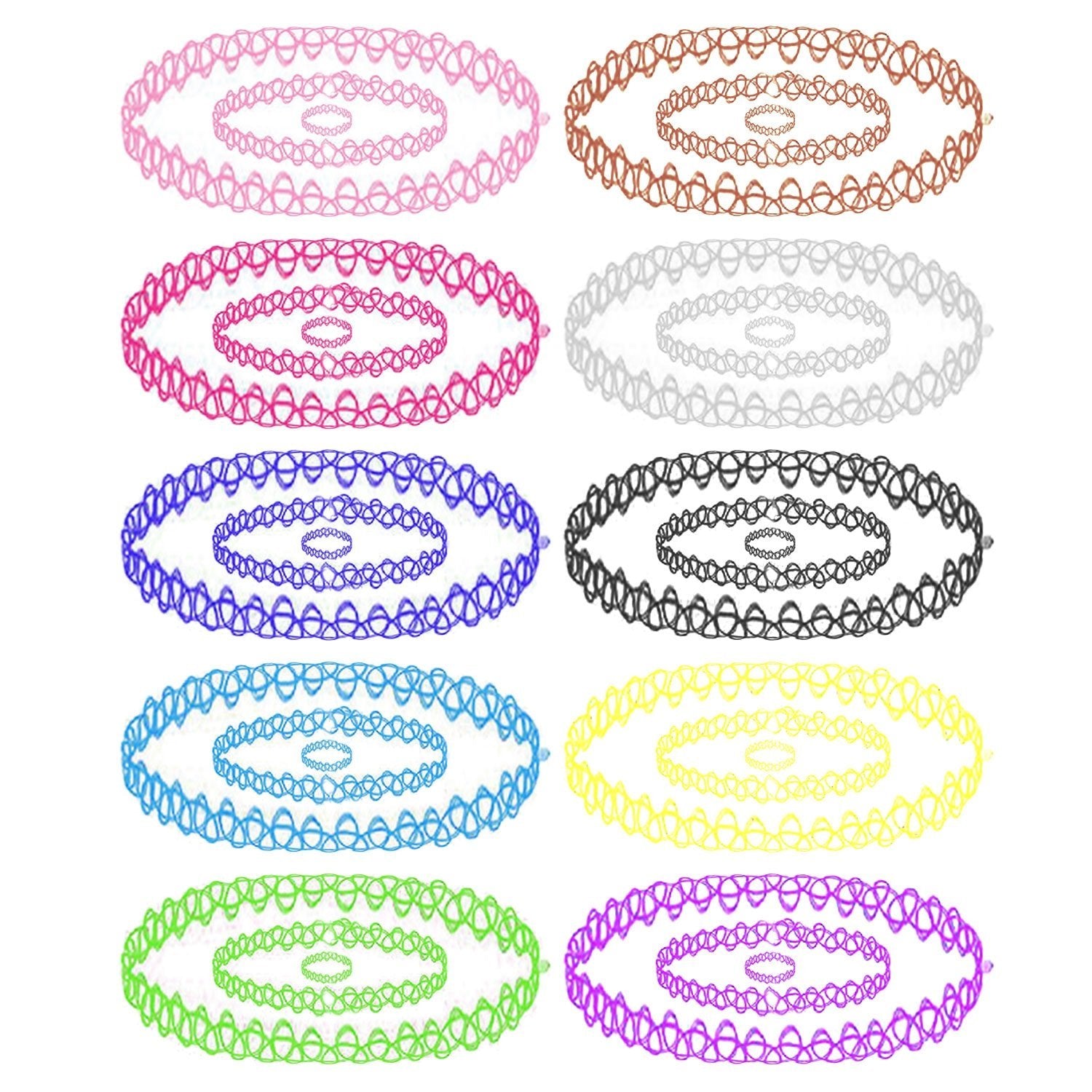 30PC Choker Necklace Bracelet Ring Set Multicolor Stretch Elastic Jewelry Girls Kids Gift - BodyJ4you