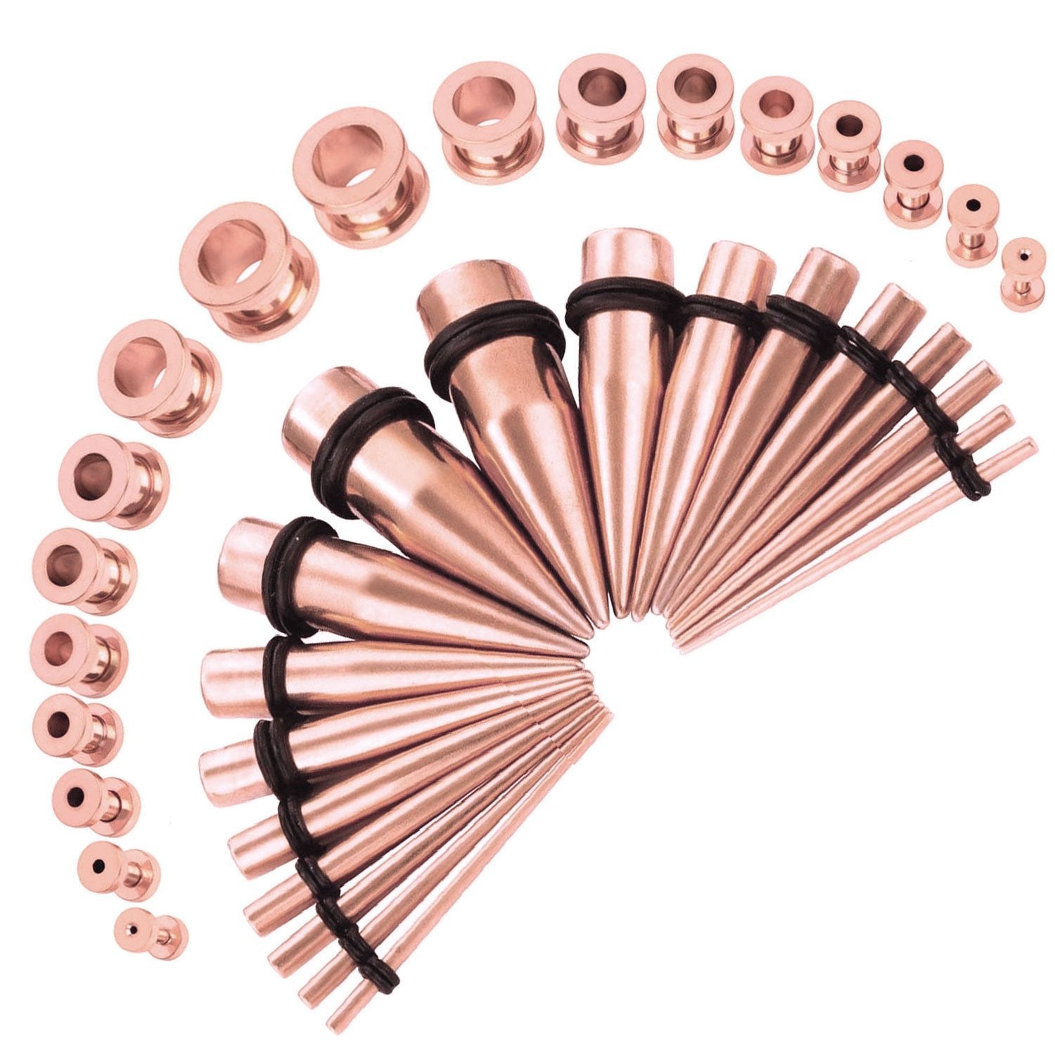 36PC Gauges Kit Stainless Steel 14G-00G Tapers Screw Fit Plug Ear Tunnels Set - BodyJ4you