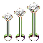 3PC Labret Stud Tragus Earring Set 16G CZ Crystal Surgical Steel Helix Monroe Jewelry - BodyJ4you