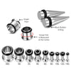 BodyJ4You 36PC Gauges Kit Ear Lobe Stretching Set | Single Flare Tunnel Plugs Expander Tapers | 14G-00G Black White Splatter Steel Body Jewelry