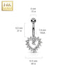 BodyJ4You 14K Real Gold Belly Button Ring 14G Paved Hollow Heart Gem CZ Navel Ring