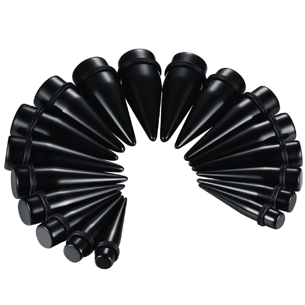 18PC Big Gauge Taper Kit Ear Stretching 00G-25mm Large Black Acrylic E –  BodyJ4you