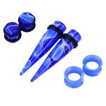 BodyJ4You 48PC Ear Stretching Kit 14G-00G - Aftercare Jojoba Oil - Marble Blue Acrylic Plugs Gauge Tapers Silicone Tunnels - Lightweight Expanders Men Women - BodyJ4you