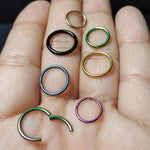 Piercing Ring Hinged Clicker Segment Hoop 4G-20G Goldtone Steel Nose Septum Lip Tragus - BodyJ4you