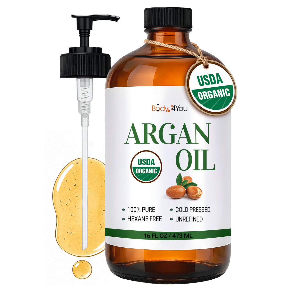 BodyJ4You Organic Argan Oil 16 Fl Oz