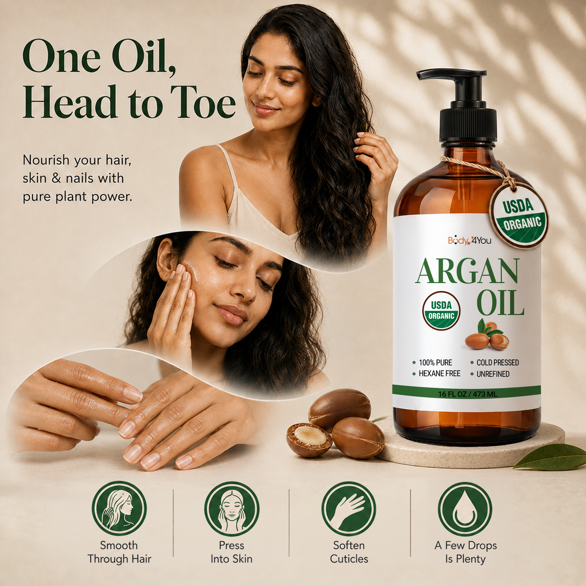 BodyJ4You Organic Argan Oil 16 Fl Oz product image 2