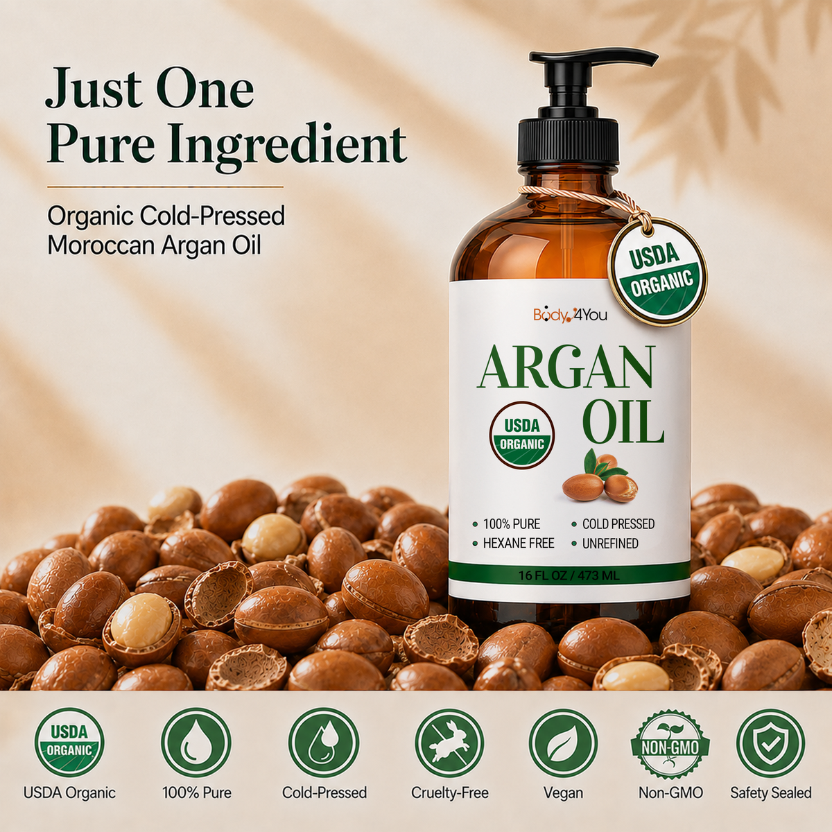 BodyJ4You Organic Argan Oil 16 Fl Oz product image 6
