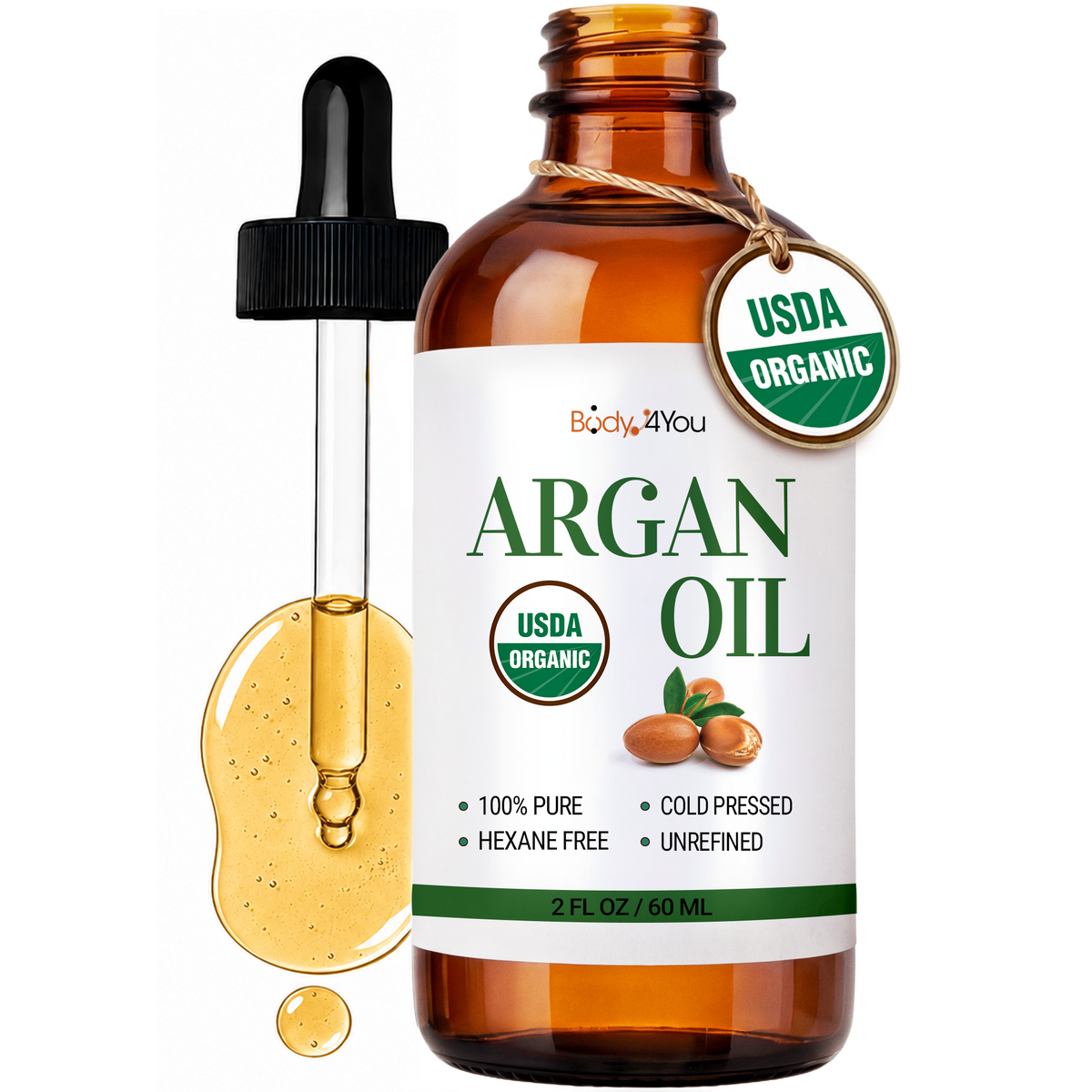 BodyJ4You Organic Argan Oil 2 Fl Oz