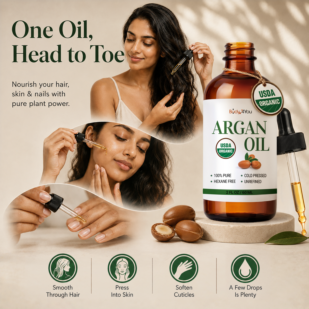 BodyJ4You Organic Argan Oil 2 Fl Oz product image 2