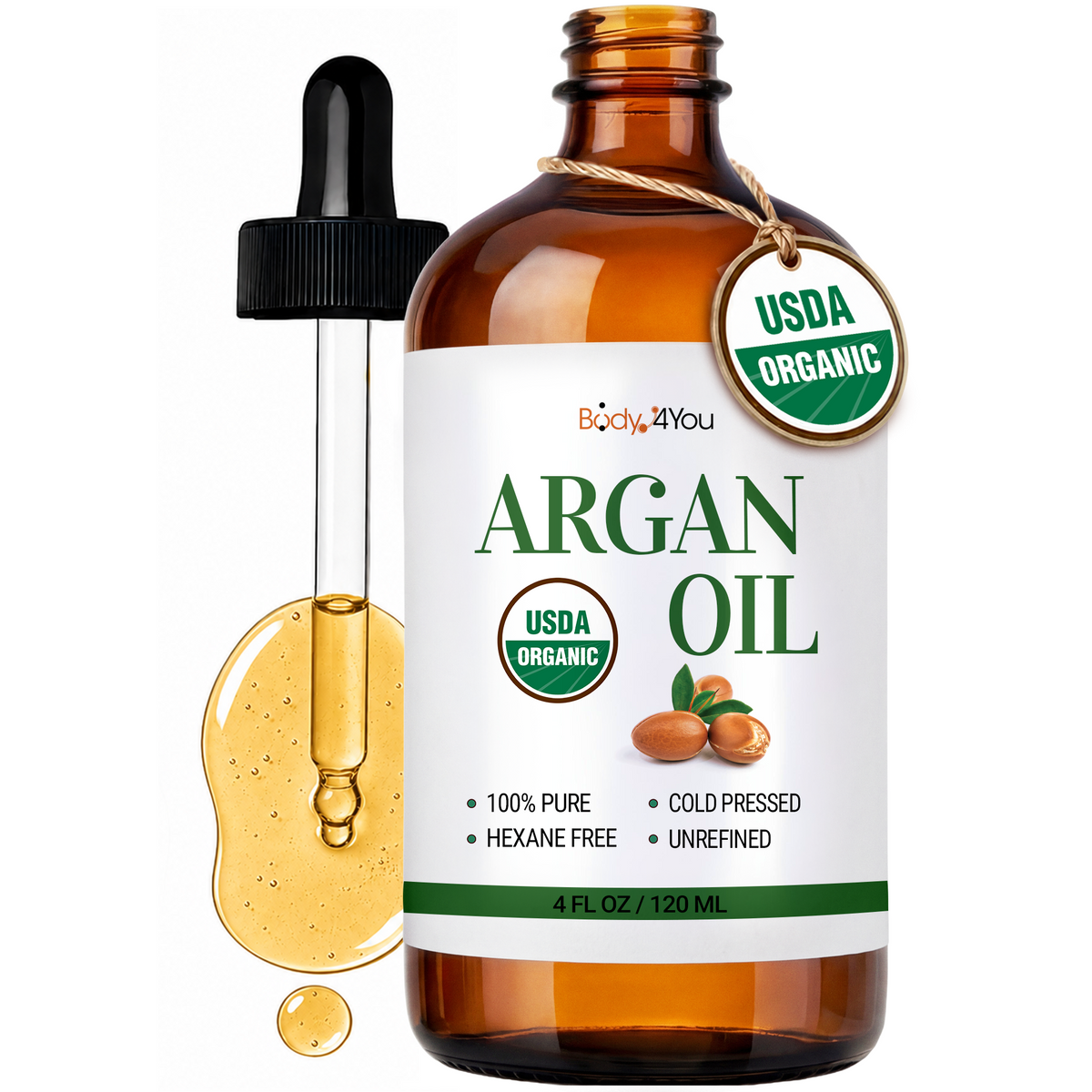 BodyJ4You Organic Argan Oil 4 Fl Oz