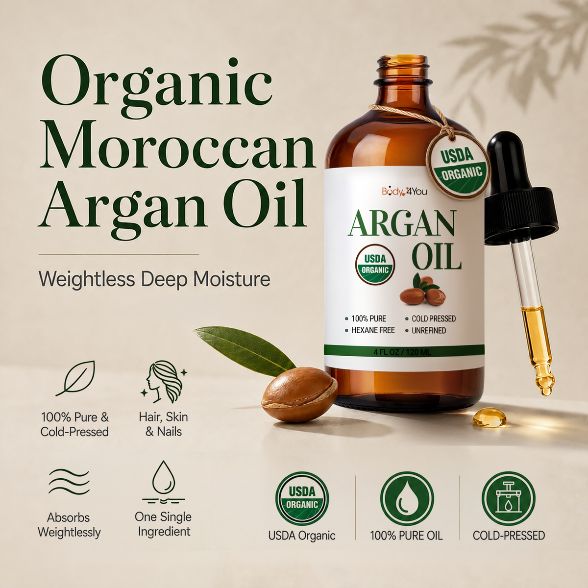 BodyJ4You Organic Argan Oil 4 Fl Oz product image 1