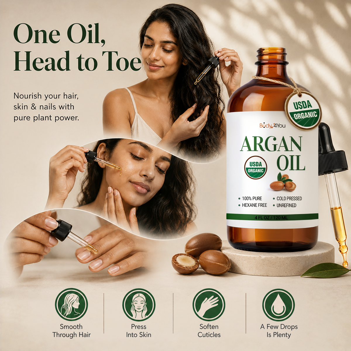 BodyJ4You Organic Argan Oil 4 Fl Oz product image 2