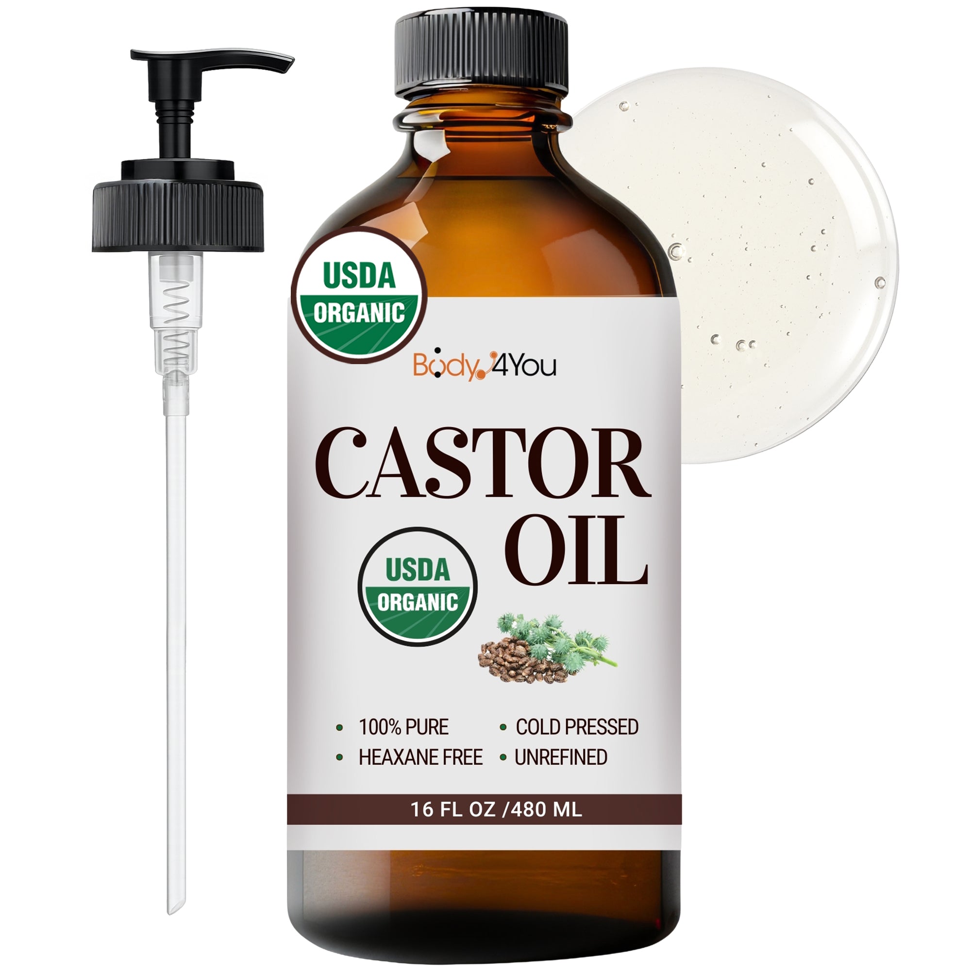 Organic Castor Oil - Pure 100% USDA Certified