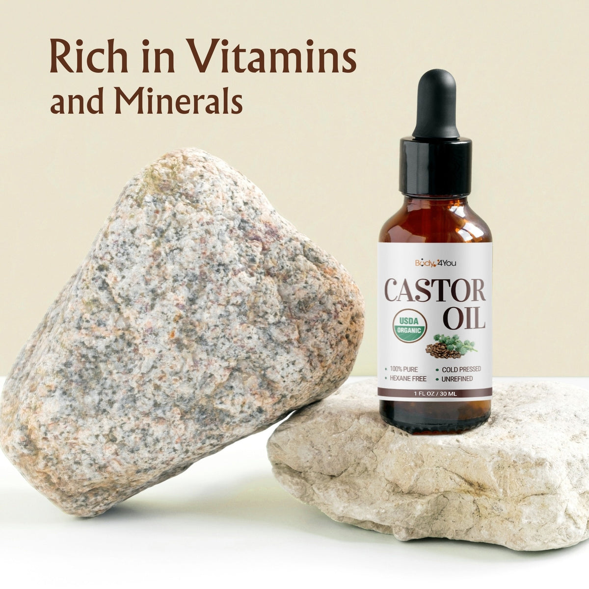 BodyJ4You Organic Castor Oil - Cold Pressed Hexane Free Hair, Scalp, Brow & Skin Oil detail 7
