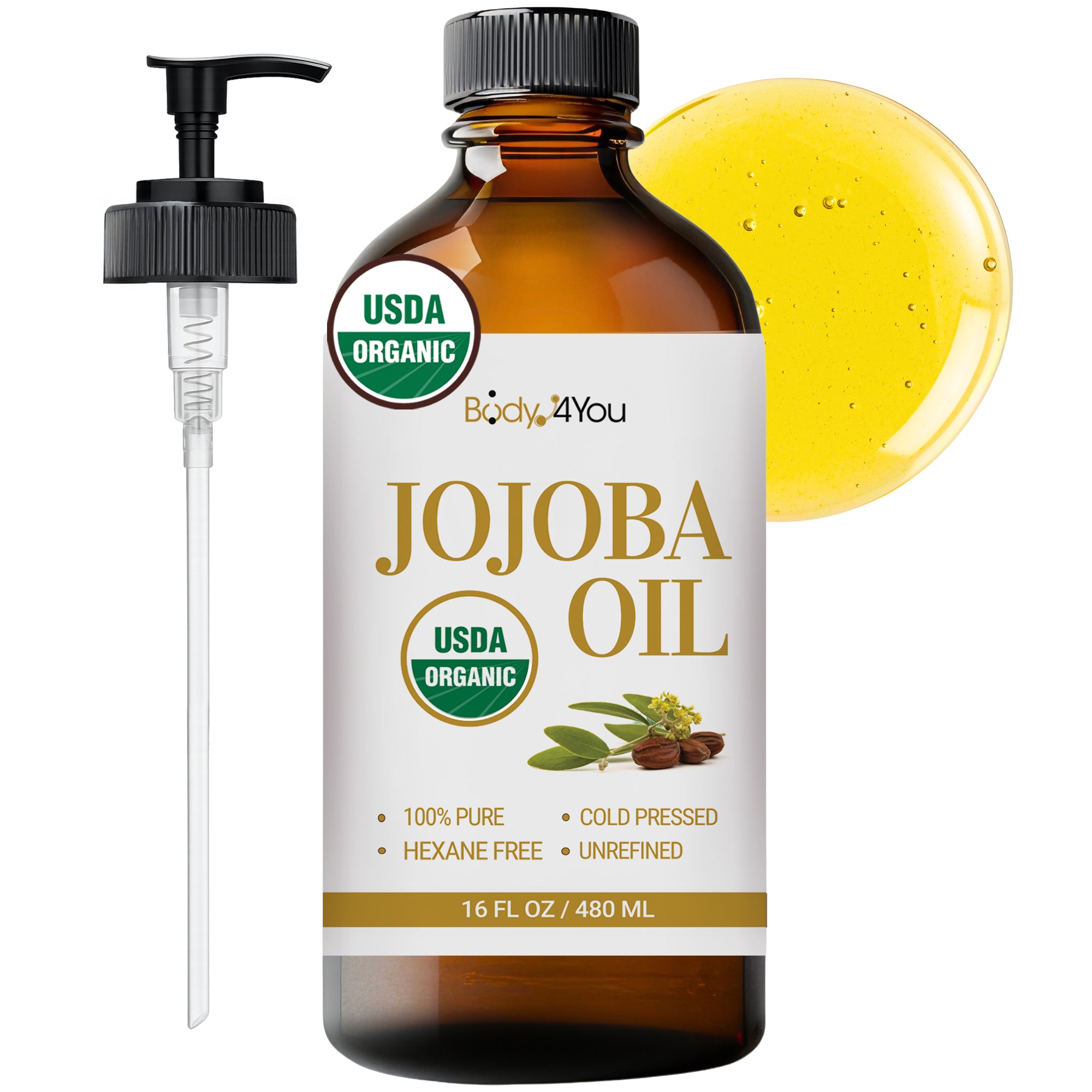 Organic Jojoba Oil - Pure 100% USDA Certified