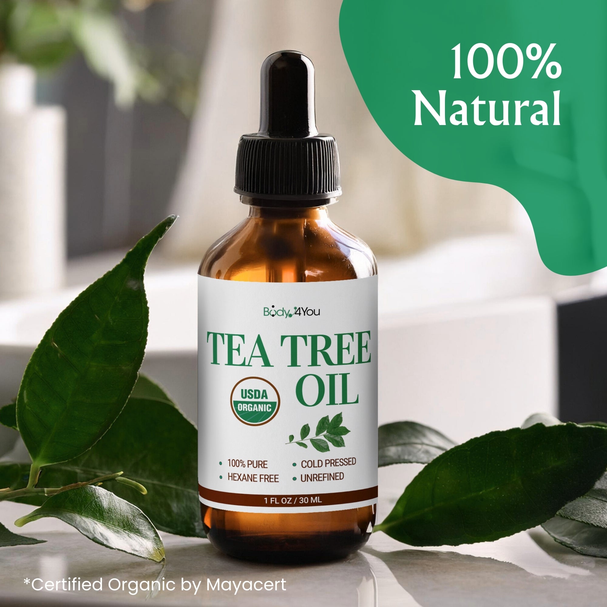 Organic Tea Tree Oil - Pure 100% USDA Certified