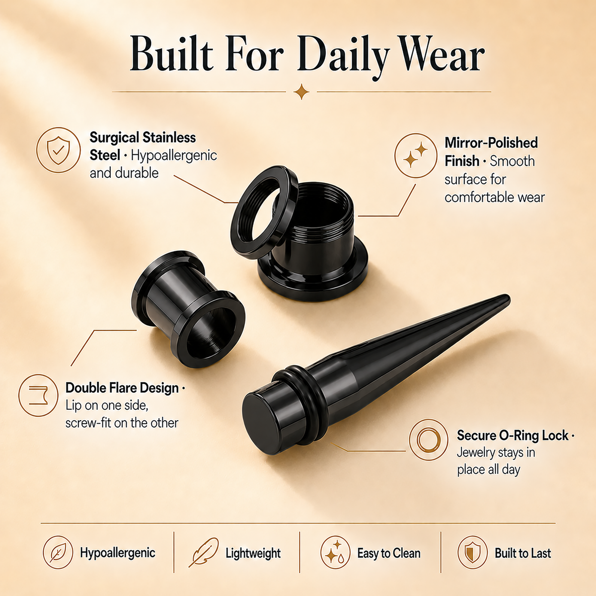 BodyJ4You 36PC Stainless Steel Ear Stretching Kit PT06