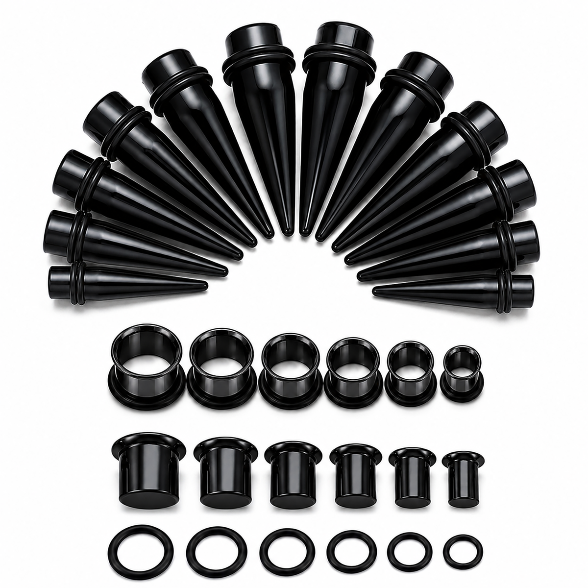 BodyJ4You 24PC Ear Stretching Kit (00G-20 mm) - Black (GK0363)