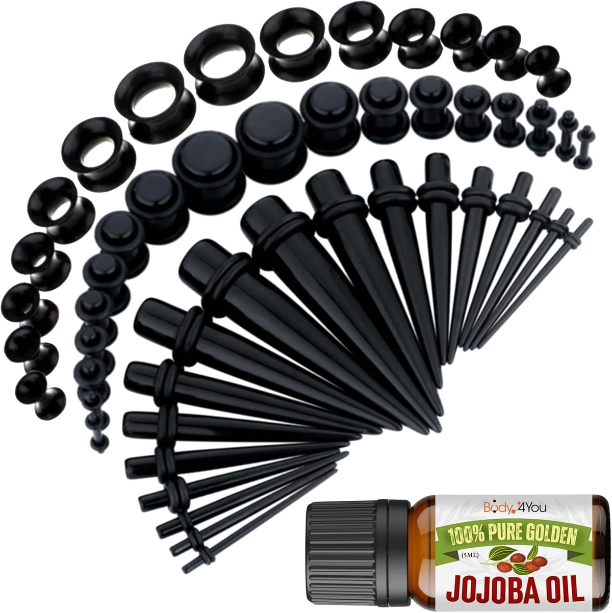 BodyJ4You 54PC Ear Stretching Kit with Jojoba Oil main image