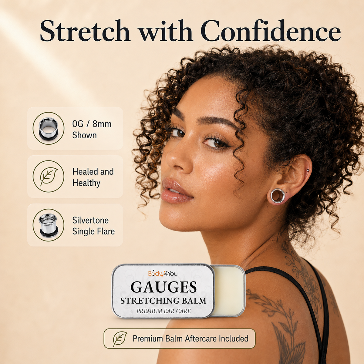 BodyJ4You 37PC Ear Stretching Kit with Aftercare Balm PT01