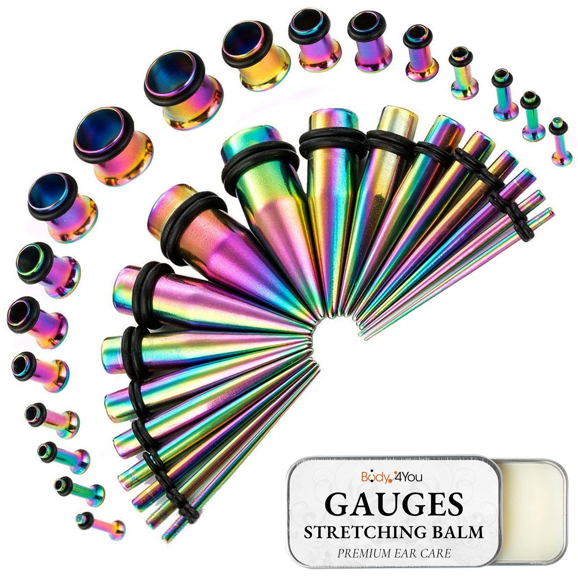 37PC Ear Stretching Kit (14G-00G) + Aftercare Balm