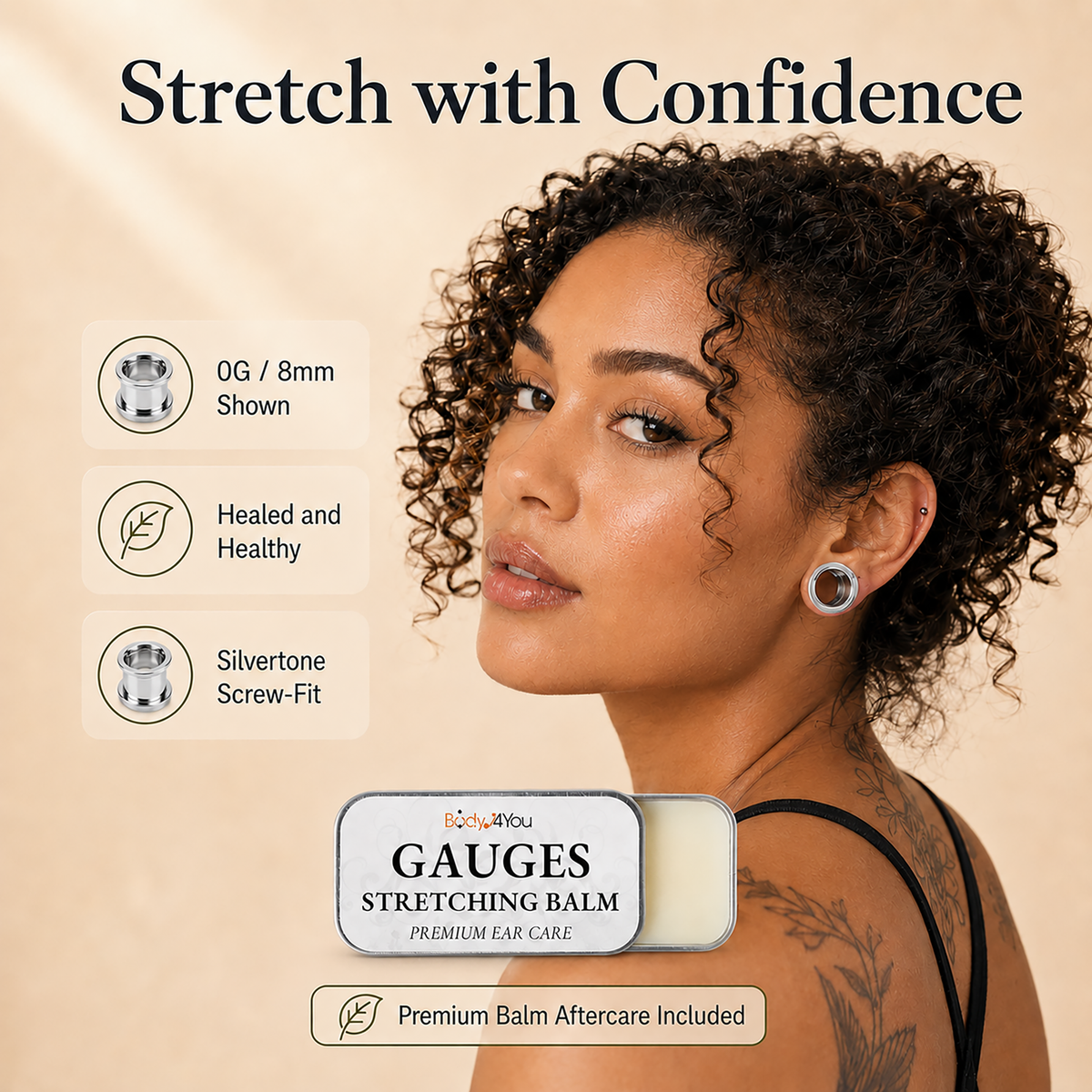 BodyJ4You 37PC Ear Stretching Kit with Aftercare Balm PT01