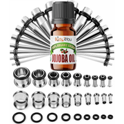 BodyJ4You 37PC Ear Stretching Kit with Jojoba Oil main image