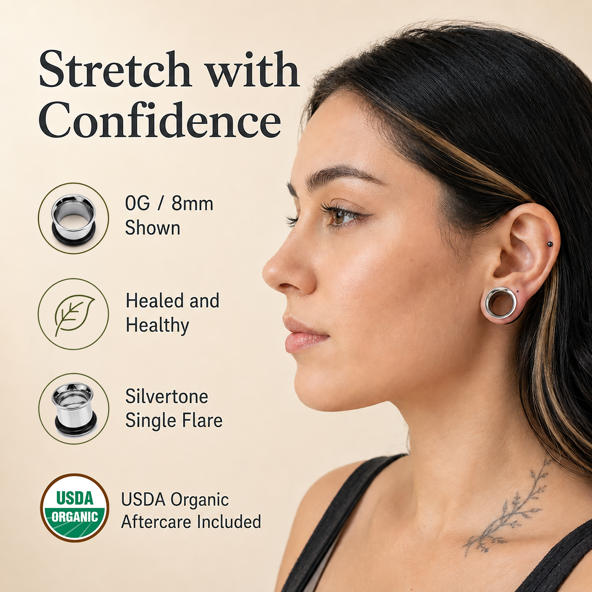 BodyJ4You 37PC Ear Stretching Kit with Jojoba Oil PT01