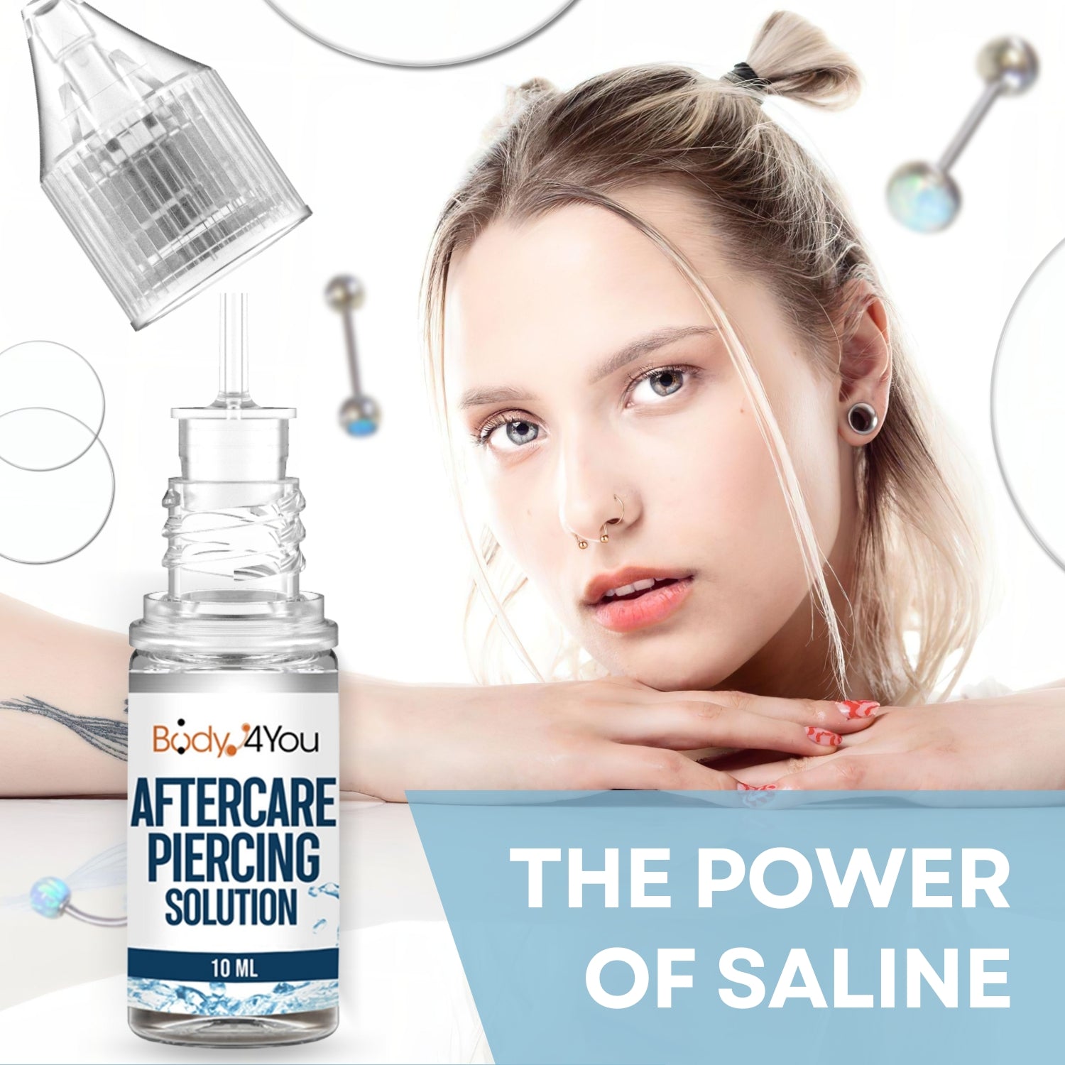 Piercing Aftercare Saline Drops - 0.33 Fl Oz