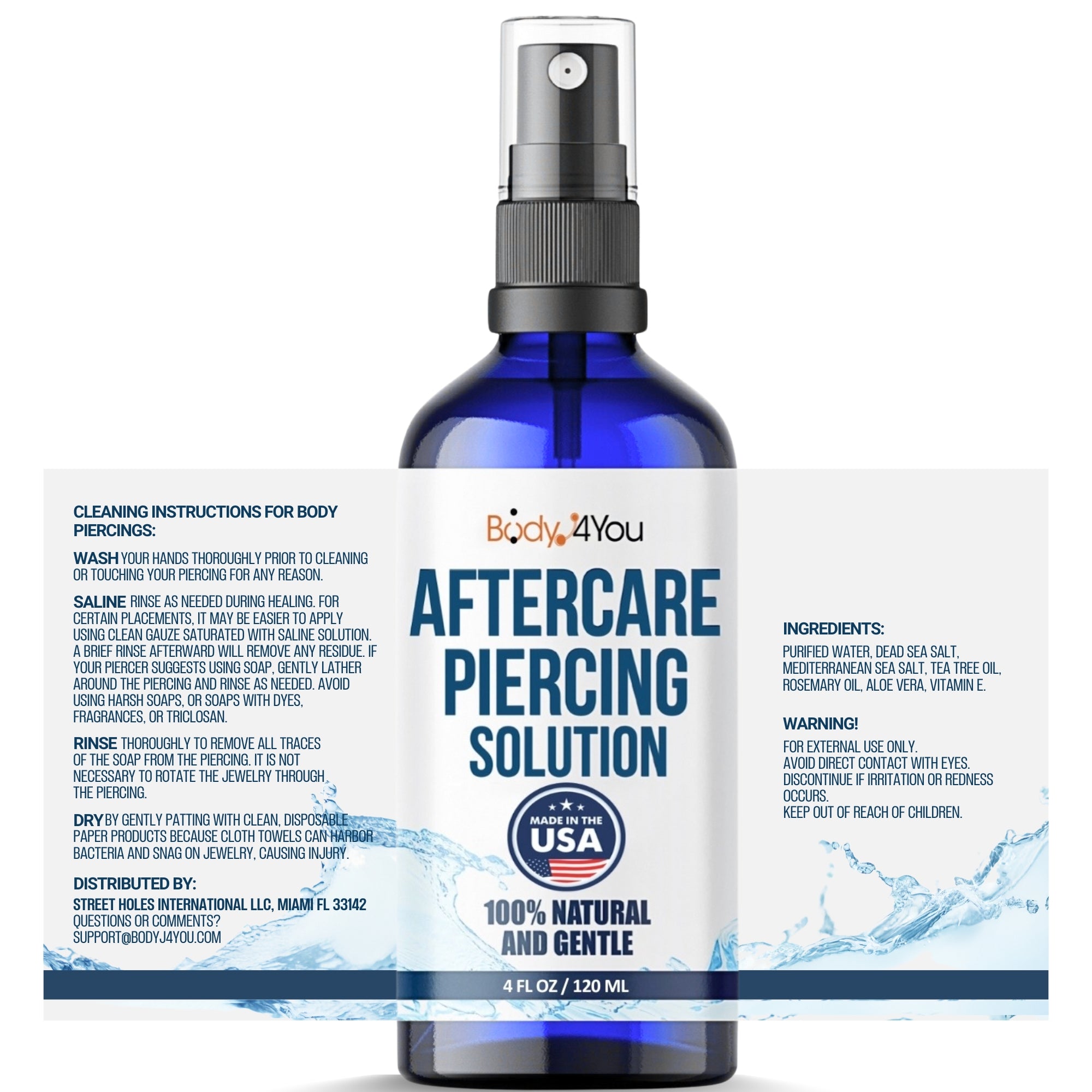 Piercing Aftercare Saline Spray - 4 Fl Oz
