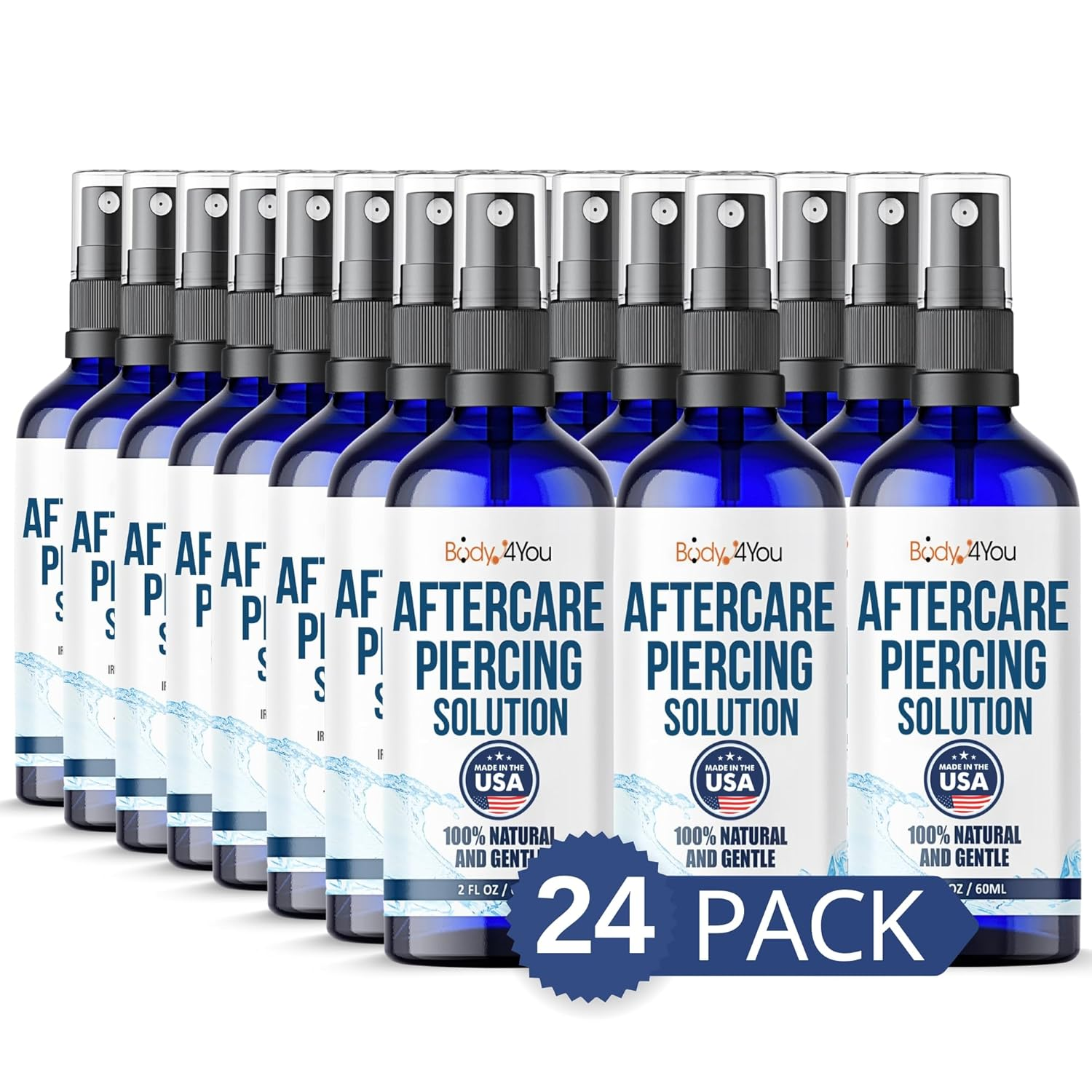 BodyJ4you Piercing Aftercare Saline Spray 2 Fl Oz 24 Pack