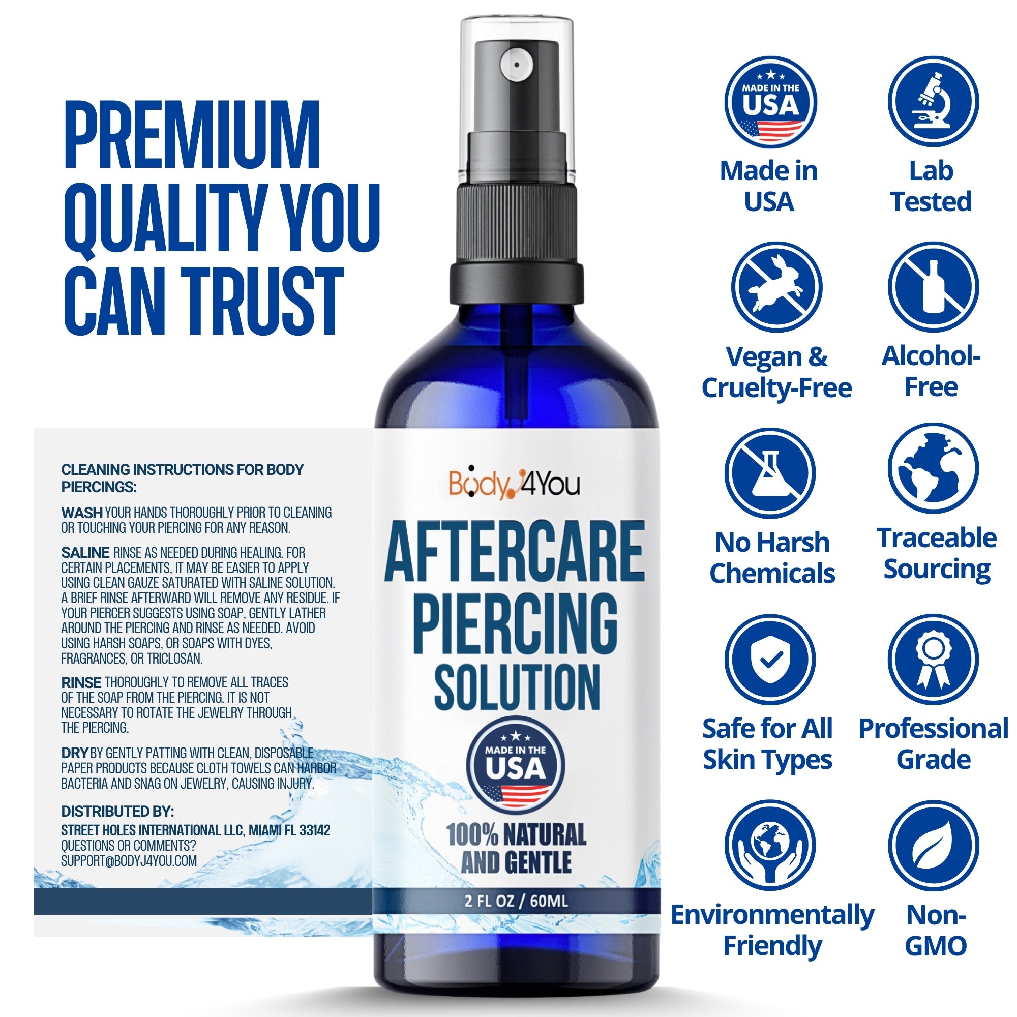Piercing Aftercare Saline Spray - 2 Fl Oz