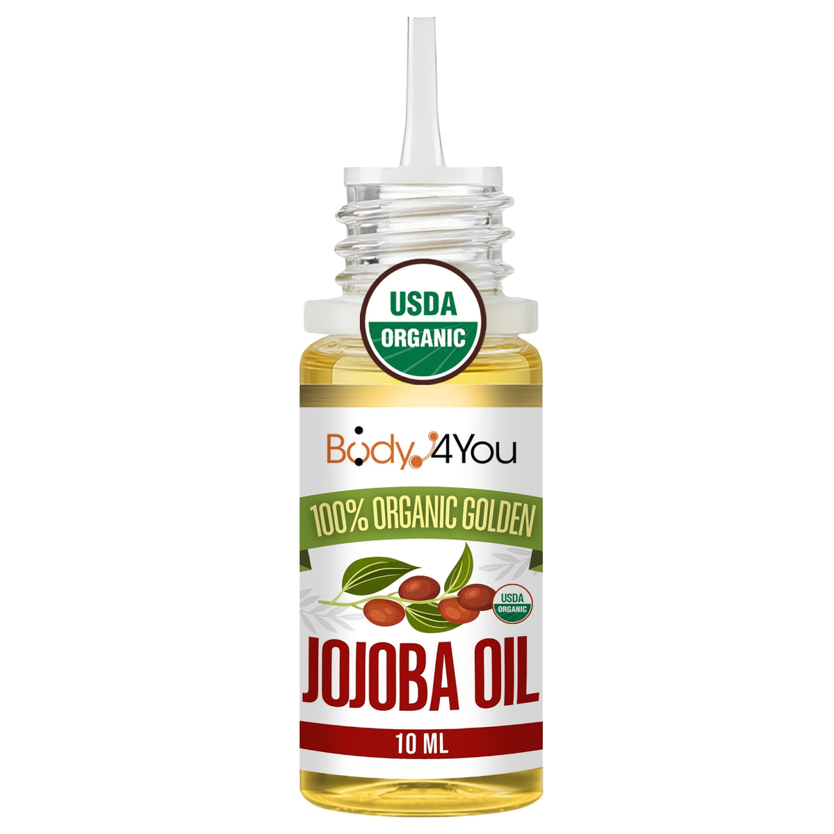 BodyJ4You Organic Jojoba Oil for Piercing Aftercare - USDA Organic - 0.34 Fl Oz (JOJOBA-10-DB)
