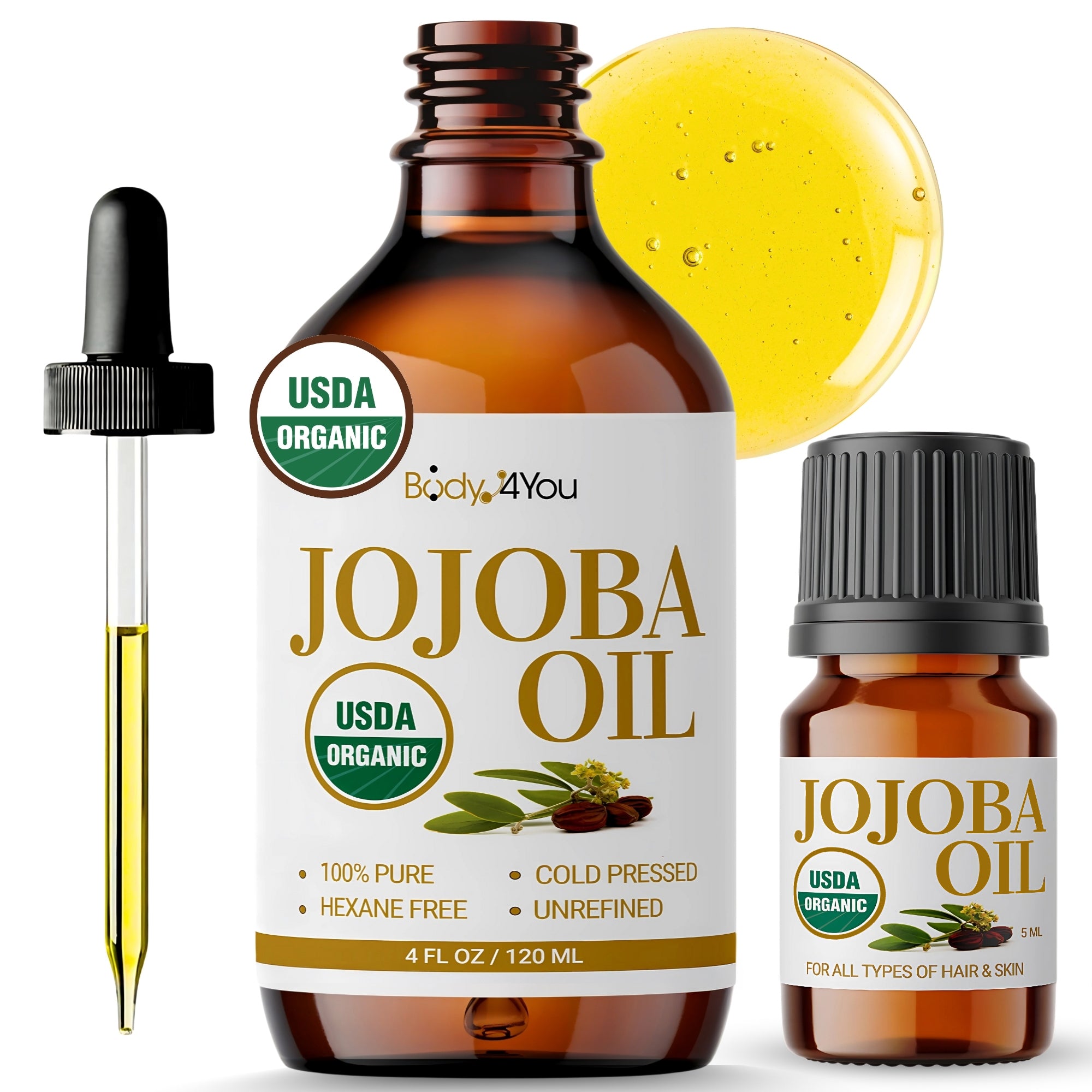 Organic Jojoba Oil - Pure 100% USDA Certified