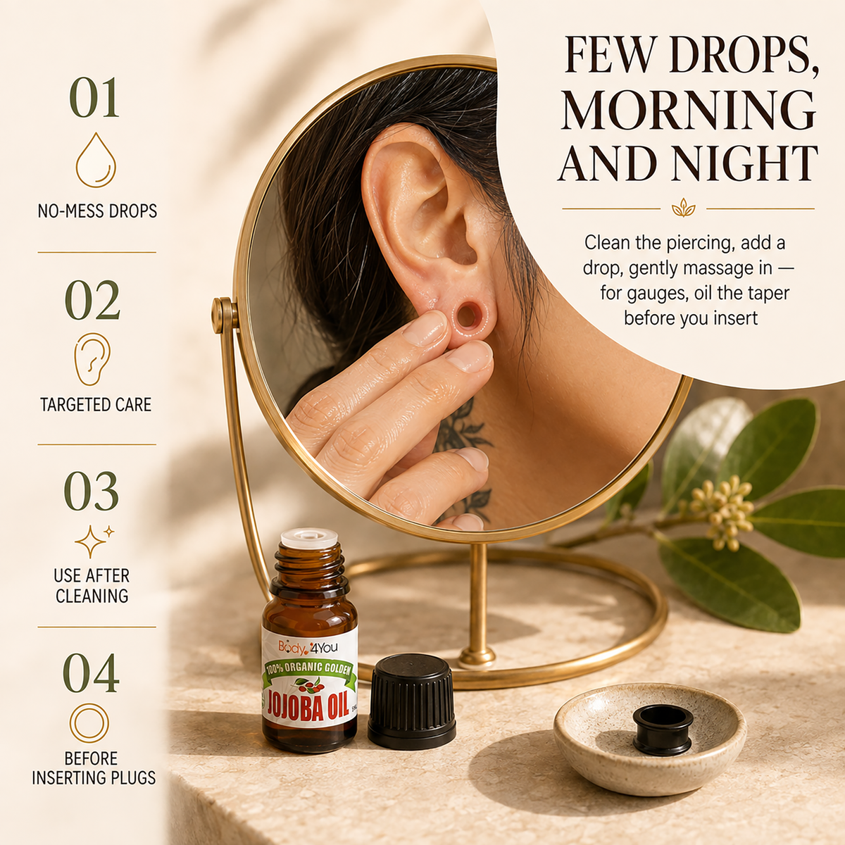 BodyJ4You Organic Jojoba Oil application guide