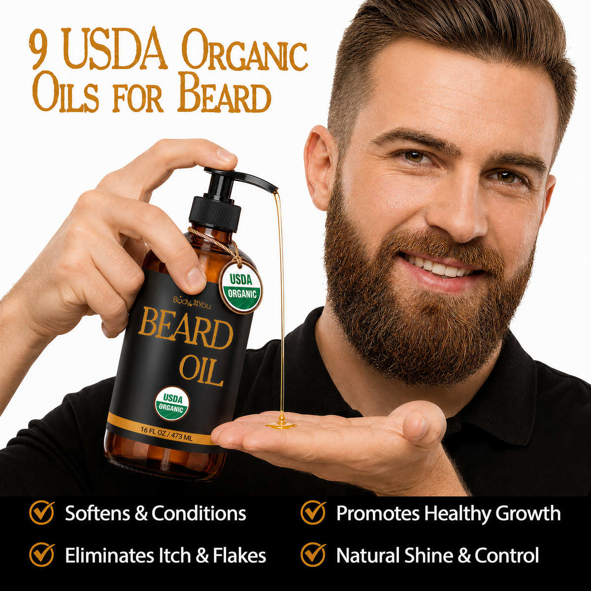 BodyJ4You Organic Beard Oil 16 Fl Oz product image 1