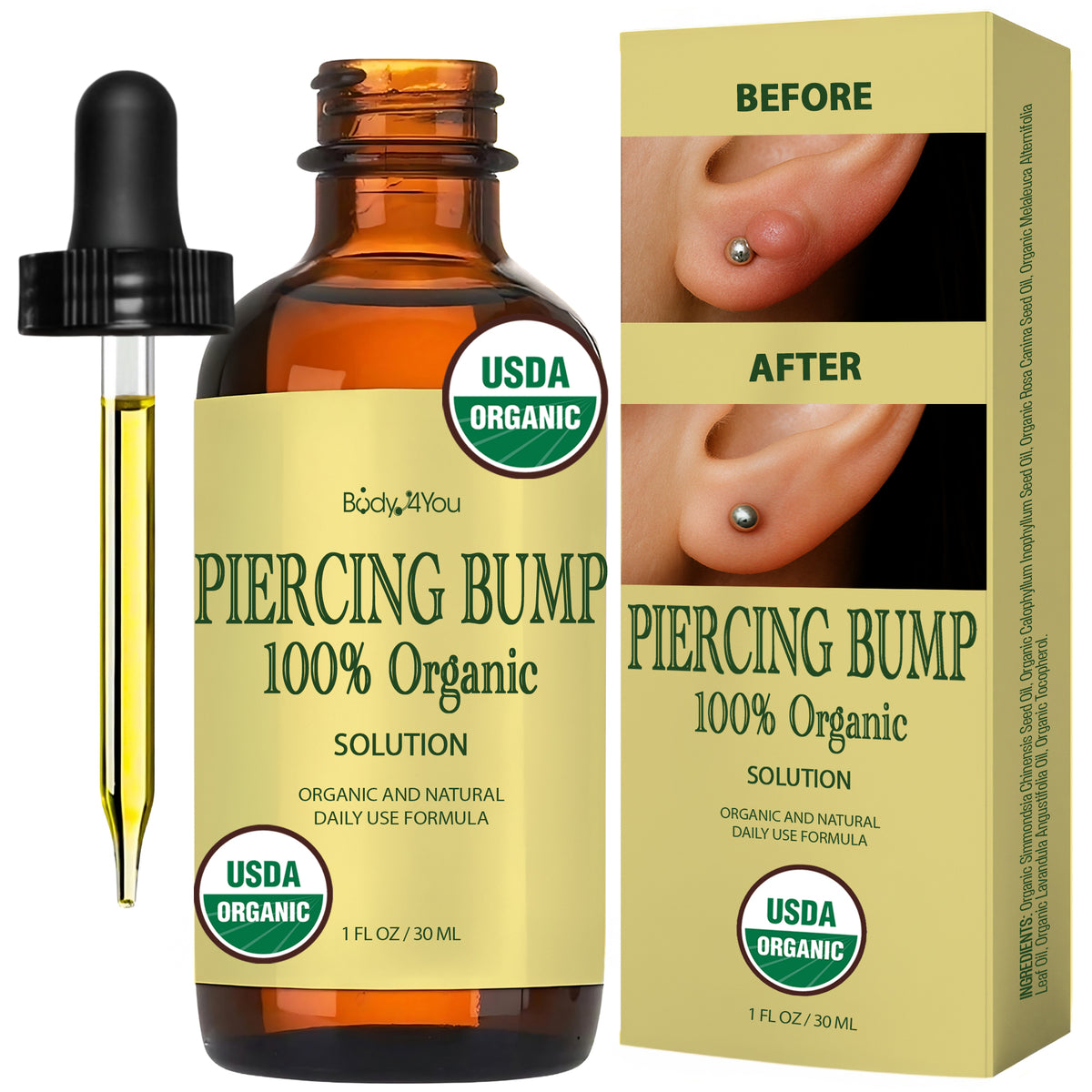 BodyJ4You Organic Piercing Aftercare Oil Blend - 1 Fl Oz
