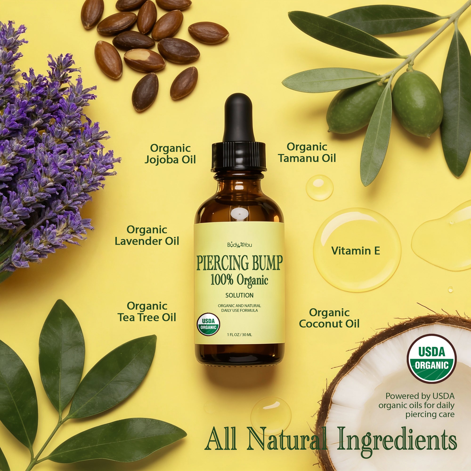 Organic Piercing Aftercare Oil Blend - 1 Fl Oz