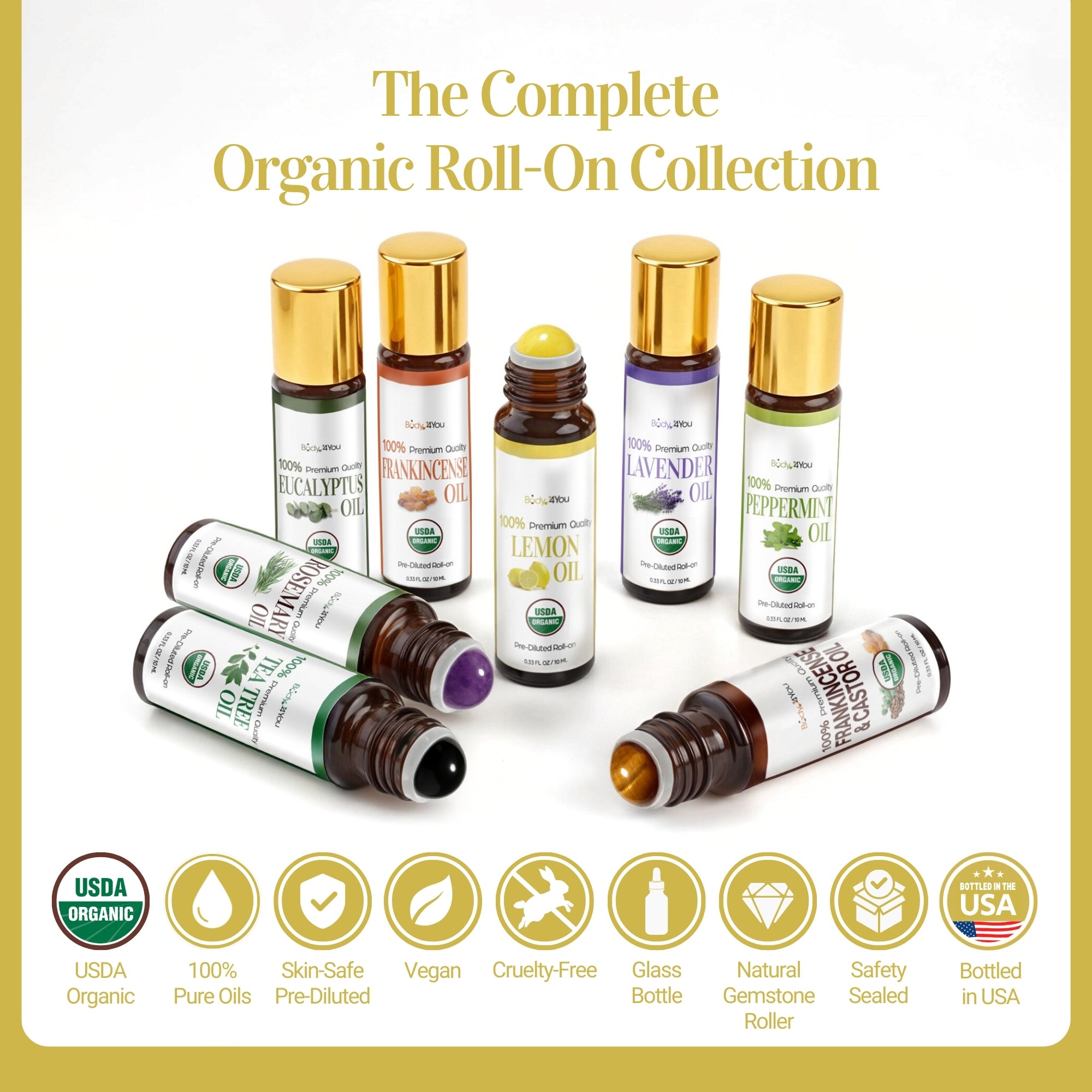 3PC Essential Oils Gift Set - Pure 100% USDA Organic