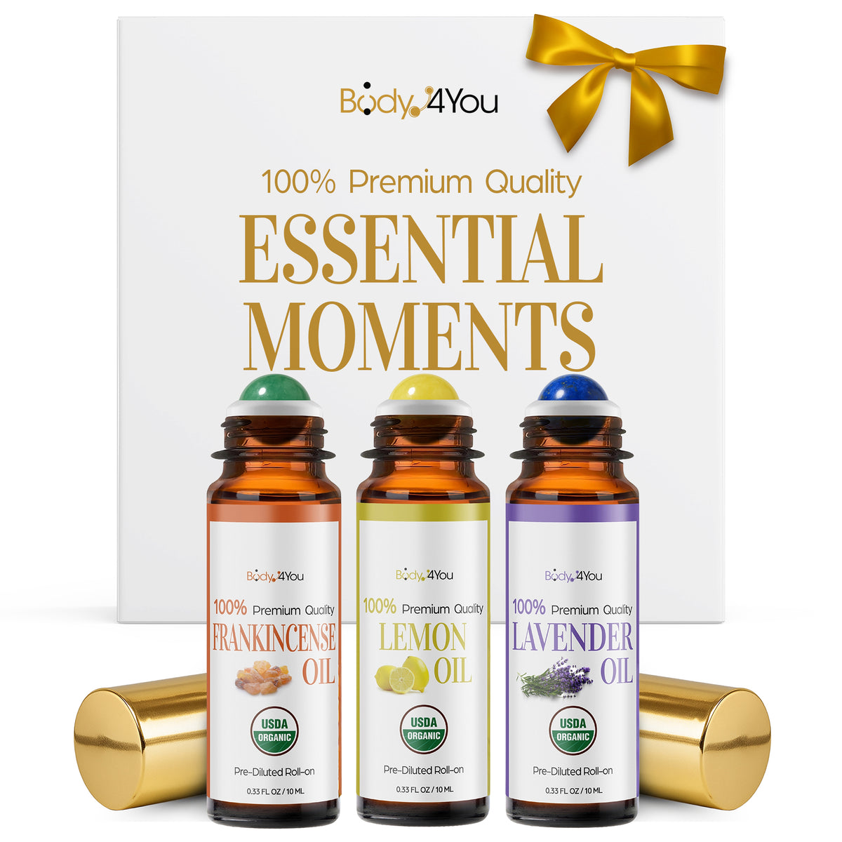 BodyJ4You Lemon Lavender Frankincense Essential Oil Roll-On Gift Set