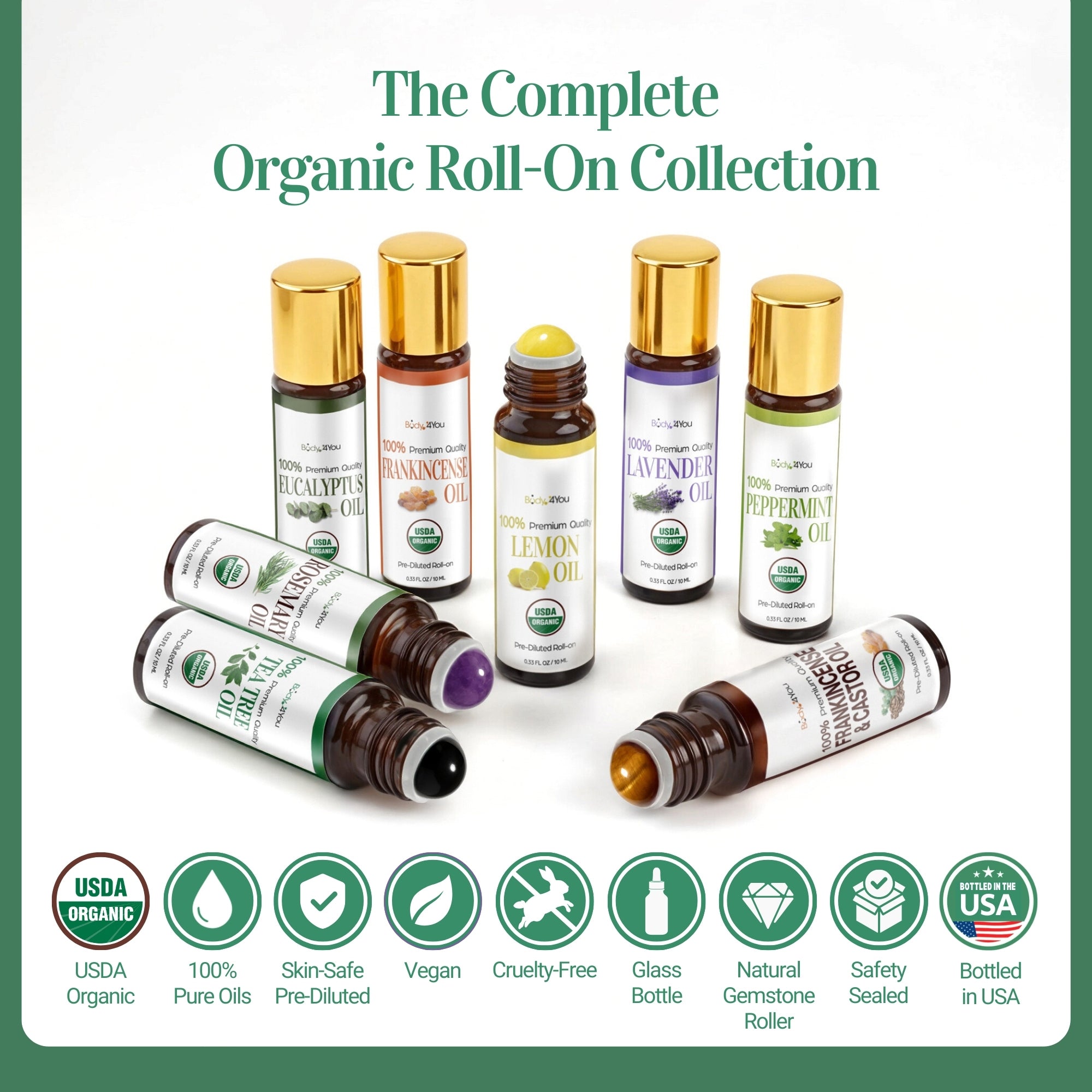 3PC Essential Oils Gift Set - Pure 100% USDA Organic