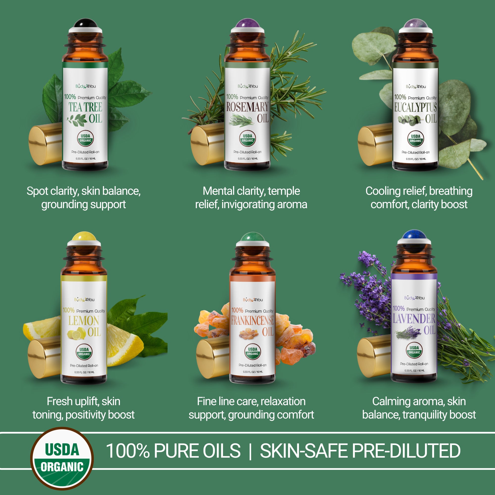 6PC Essential Oils Gift Set - Pure 100% USDA Organic (Copy)