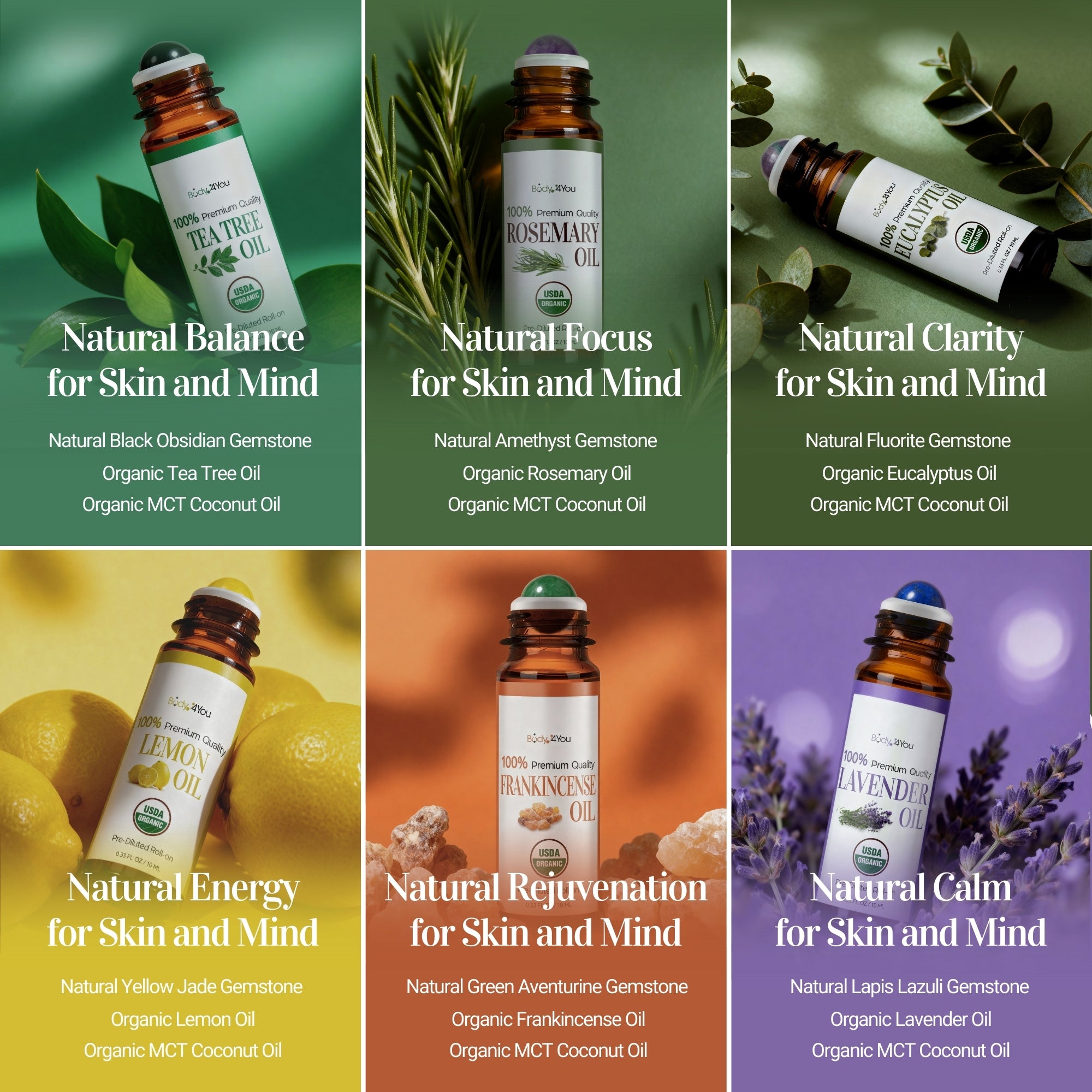 6PC Essential Oils Gift Set - Pure 100% USDA Organic (Copy)