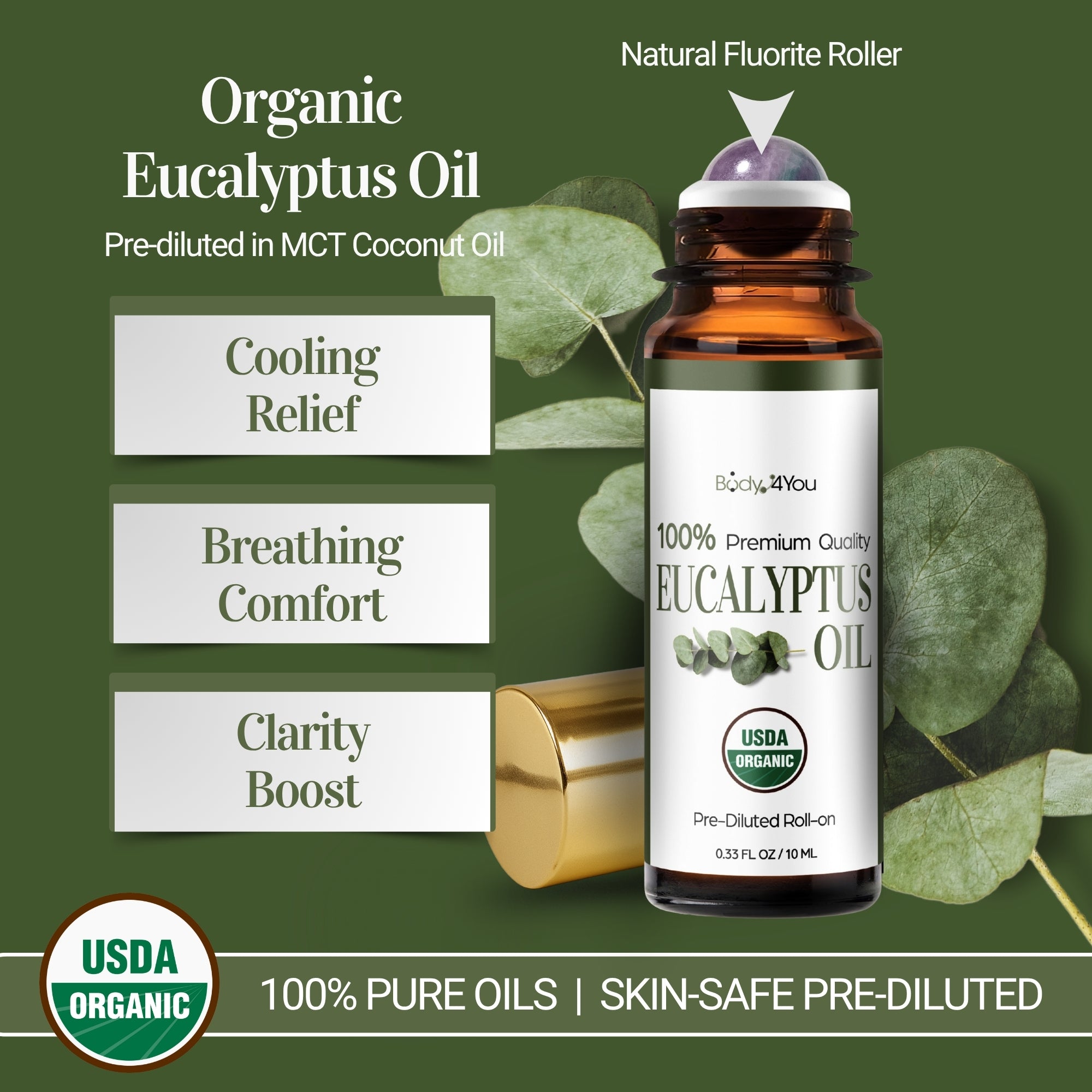 Essential Oil Roll On - Pure 100% USDA Organic
