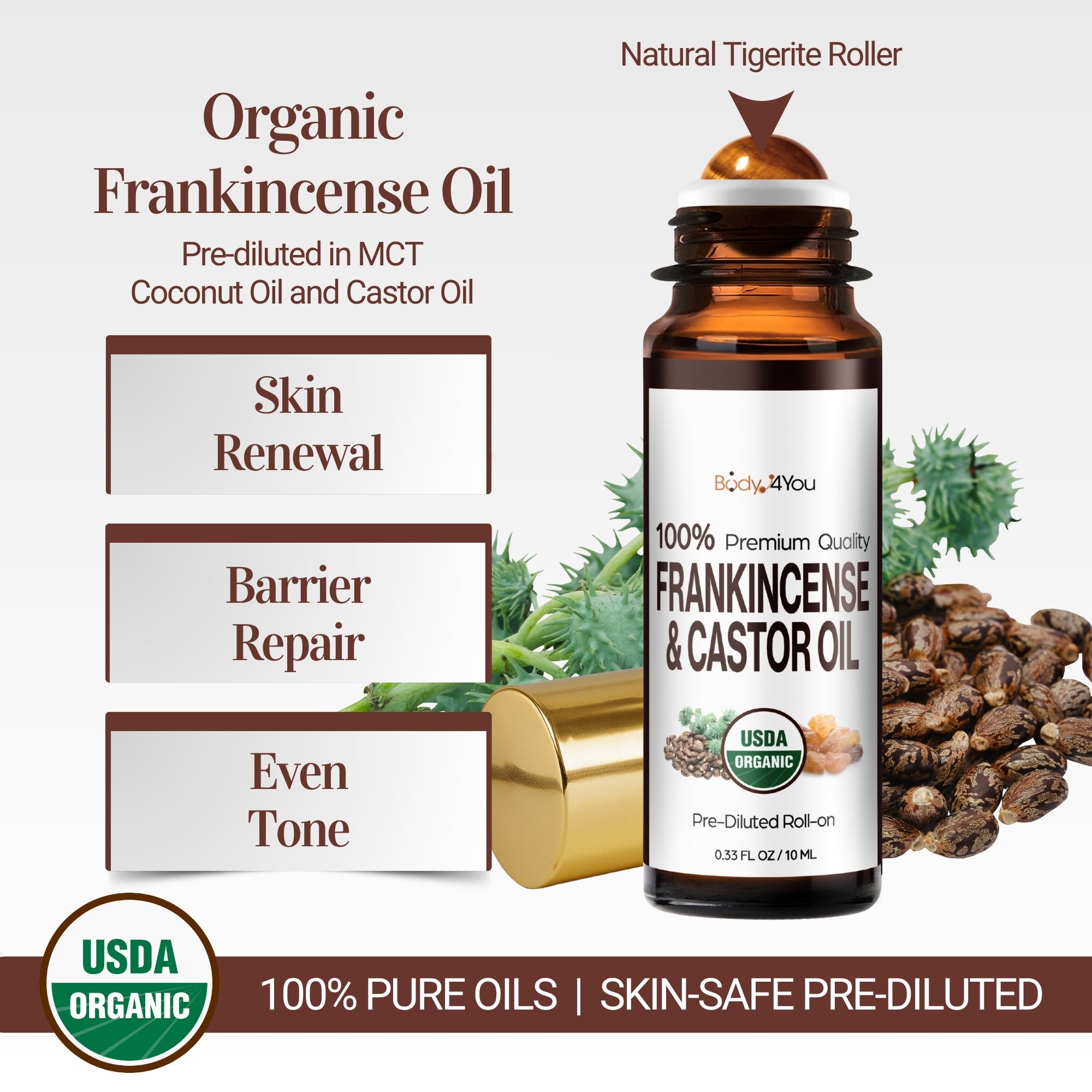 Essential Oil Roll On - Pure 100% USDA Organic