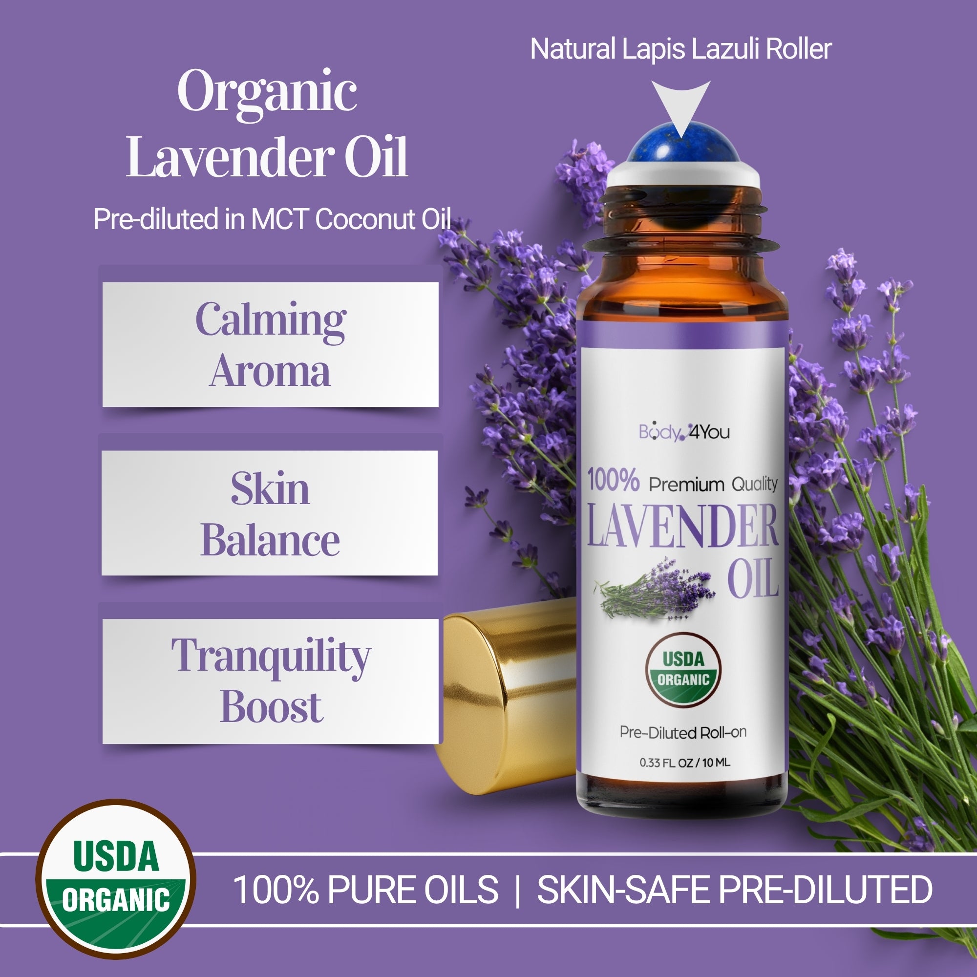 Essential Oil Roll On - Pure 100% USDA Organic
