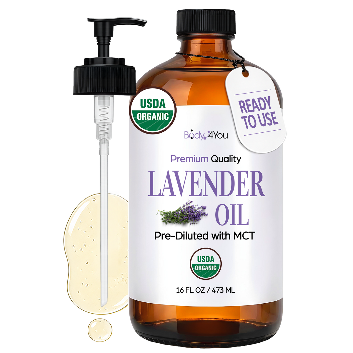 BodyJ4You Lavender Oil Pre-Diluted with MCT 16 Fl Oz