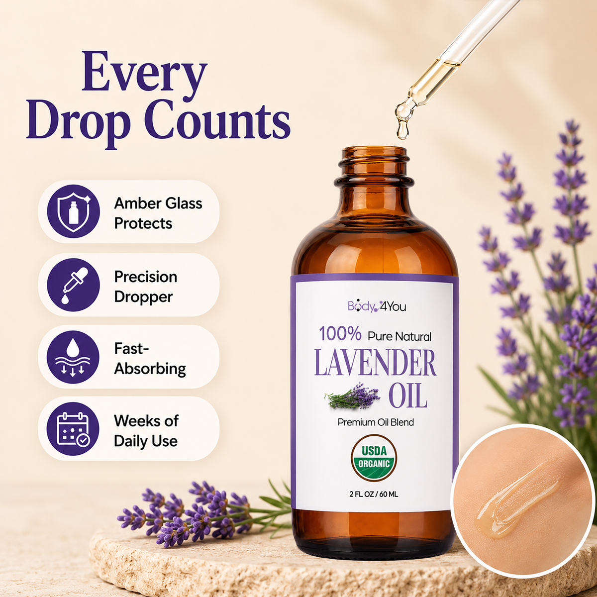 BodyJ4You Lavender Oil Pre-Diluted with MCT 2 Fl Oz product image 4