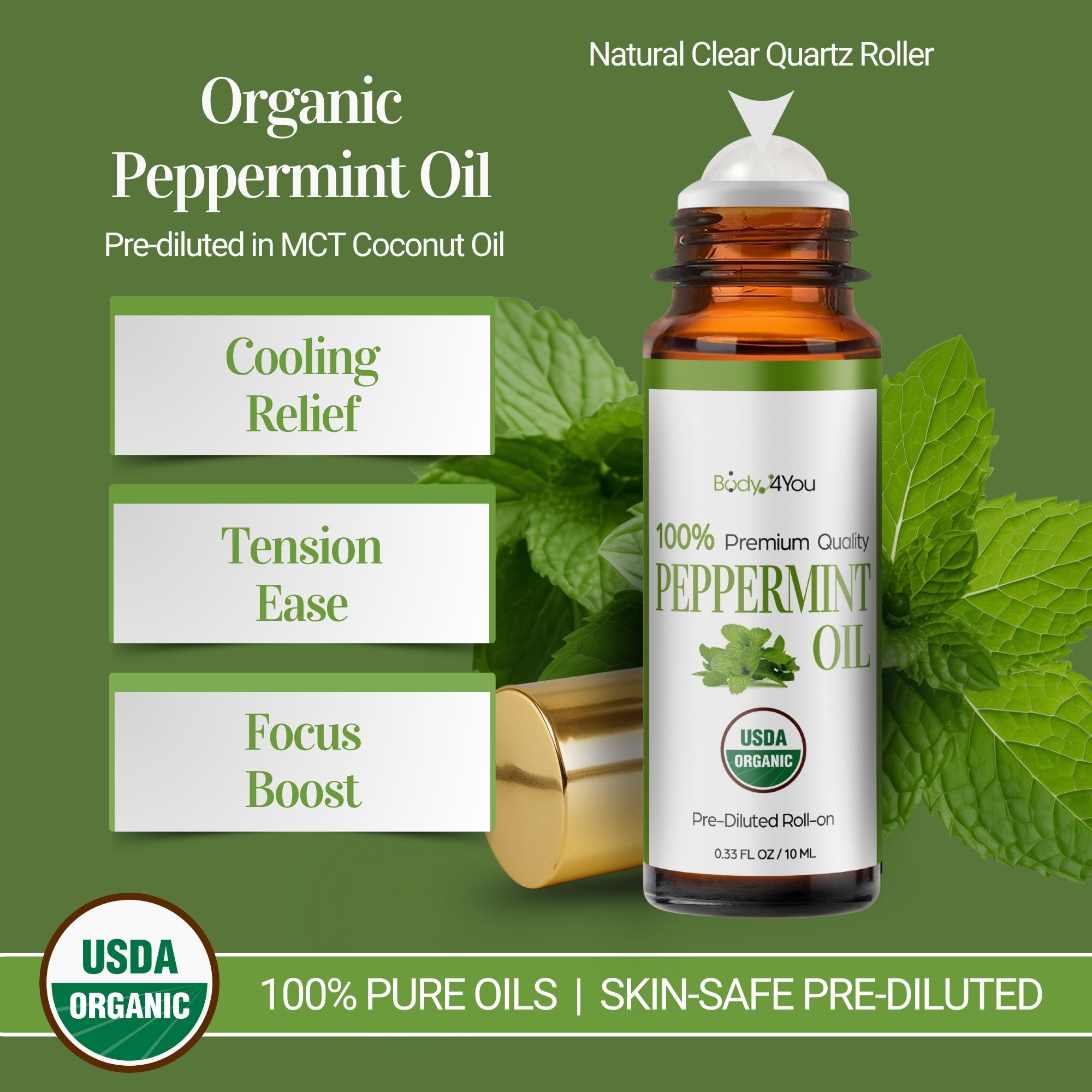 Essential Oil Roll On - Pure 100% USDA Organic